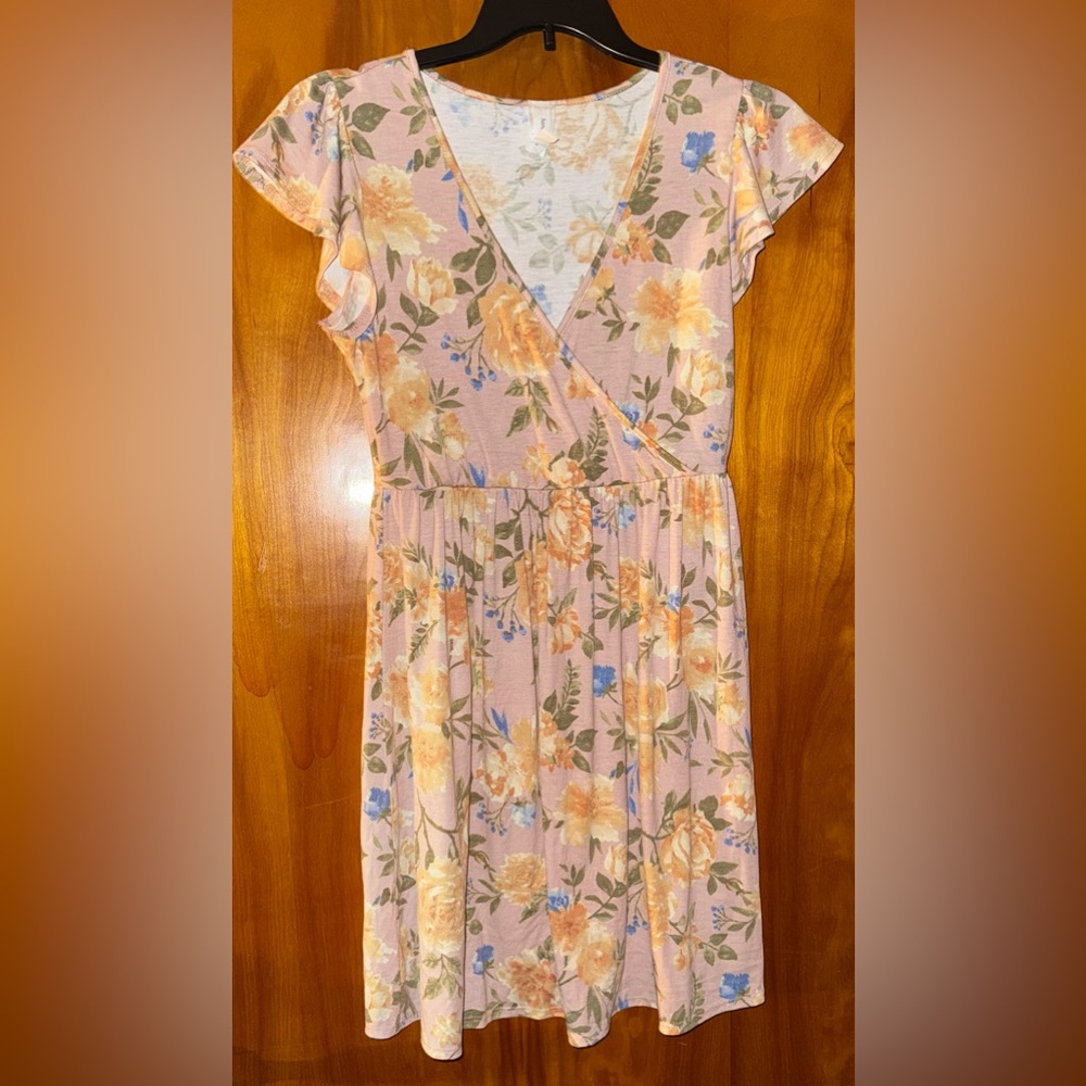 Honeyme Floral Dress in Peach